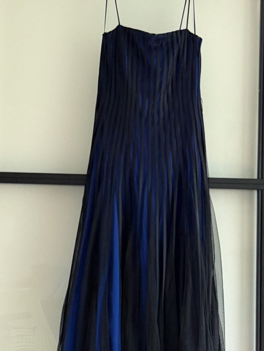 JS Collections Black Cobalt Pleated Mesh Strapless Dress Size 8